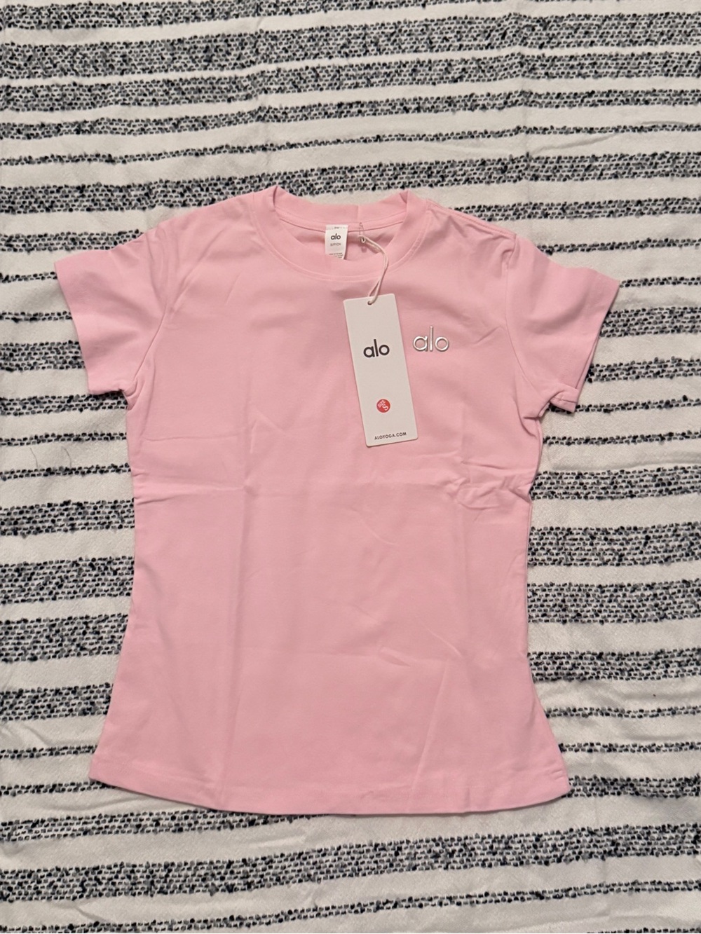 ALO Yoga Pink Short Sleeve Logo Tee